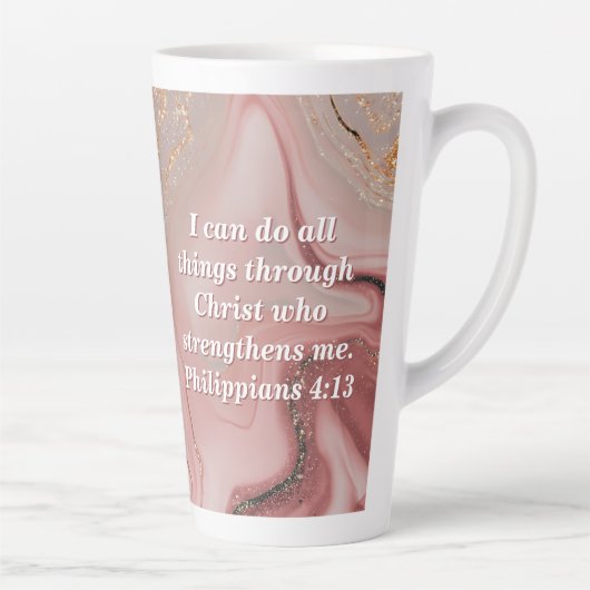 Personaliseer Aangepaste Bijbel Schrift Quote Latt Latte Mok (Rechts)