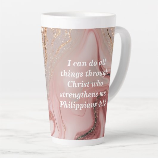 Personaliseer Aangepaste Bijbel Schrift Quote Latt Latte Mok (Rechterhoek)