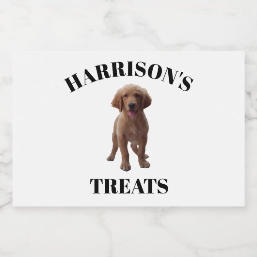 Personaliseer aangepaste hond, kat naam foto trakt voedselcontainer etiket (Enkel label)