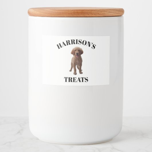 Personaliseer aangepaste hond, kat naam foto trakt voedselcontainer etiket (Voorkant)