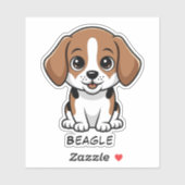Personaliseer Aangepaste Hond Naam Beagle Sticker (Vel)
