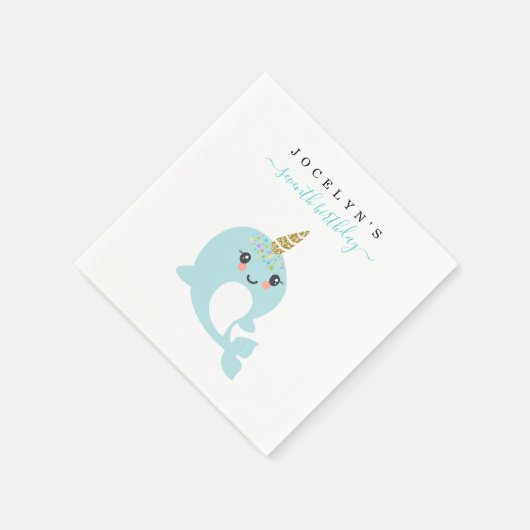 Personaliseer aangepaste Narwhal thema partij serv Servet (Hoek)