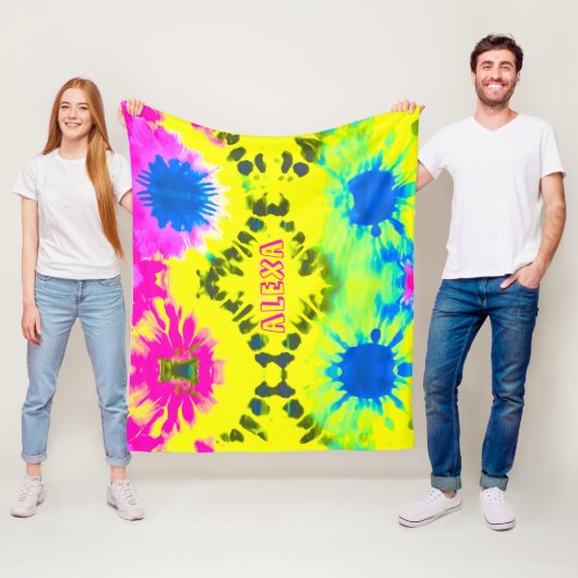 PERSONALISEER ABSTRACT ONTWERP STROPDAS-DYE FLEECE DEKEN (In situ)