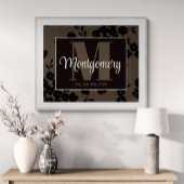 Personaliseer achternaam Print Zwart Bruin Bloemen