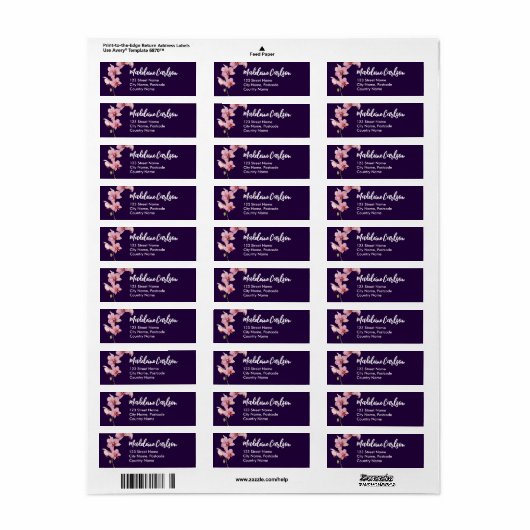 Personaliseer Adres Roze Moth Orchids Etiket (Full Sheet)