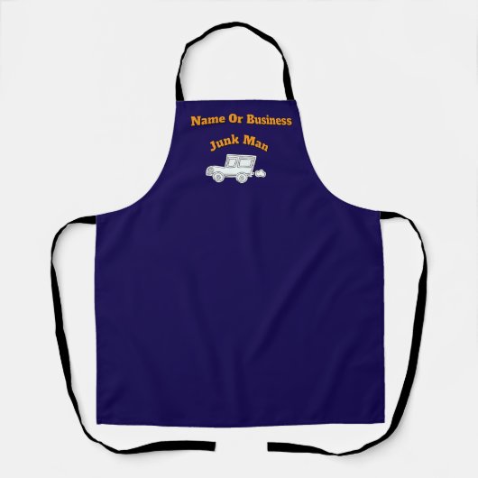Personaliseer Adverteren Junk Man DK Blue Work Schort (Voorkant)