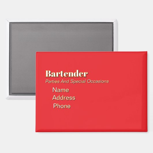 Personaliseer Adverteren Promoot Bartender Magneet (Voorkant / Achterkant)