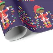 Personaliseer Afrikaanse American Boy Elf Cadeaupapier (Rol Hoek)