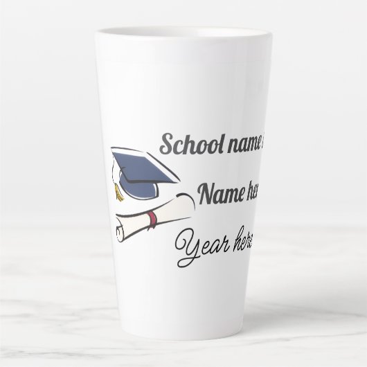 Personaliseer Afstudeerballon Latte Mok (Voorkant)