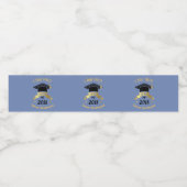 Personaliseer Afstuderen Blauwe Zwarte Waterfles Etiket (Enkel label)