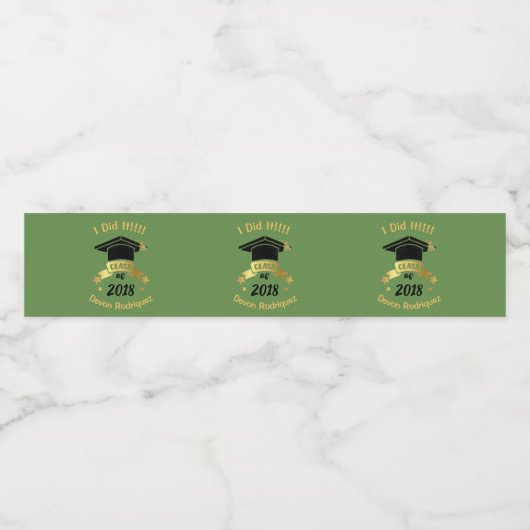 Personaliseer Afstuderen Groene Zwarte Waterfles Waterfles Etiket (Enkel label)