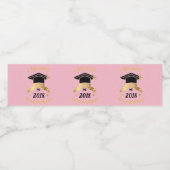 Personaliseer Afstuderen Roze Gouden Waterfles Waterfles Etiket (Enkel label)