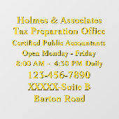 Personaliseer Algemene bedrijfsgegevens Black Gold Raamsticker (Vel)