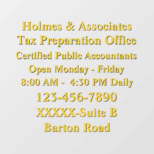 Personaliseer Algemene bedrijfsgegevens Black Gold Raamsticker (Vel)