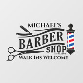 Personaliseer Algemene Kapper Winkel Paal Bedrijf Raamsticker (Vel)