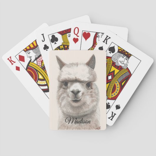 Personaliseer Alpaca Llama Smile Birthday Gift Pokerkaarten (Achterkant)