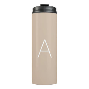 Personaliseer Alphabet initiaal beige wit Thermosbeker
