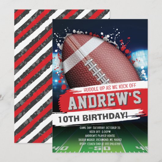 Personaliseer American FOOTBALL WATCH Party Kaart (Voorkant / Achterkant)