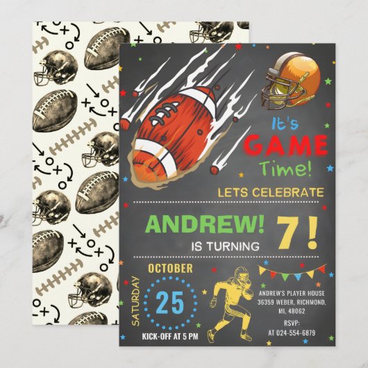 Personaliseer American FOOTBALL WATCH Party Kaart (Voorkant / Achterkant)