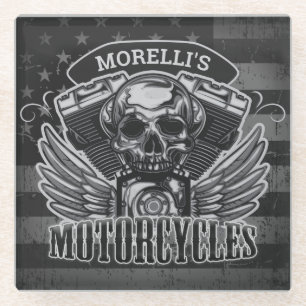 Personaliseer Amerikaanse motorfietsen met motorri Glazen Onderzetter