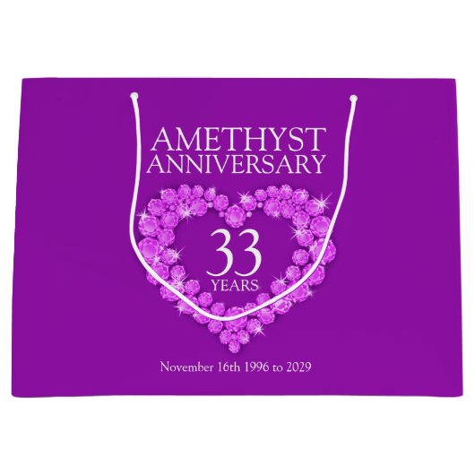 Personaliseer amethyst foto van 33 jaar paars large cadeautasje (Voorkant)
