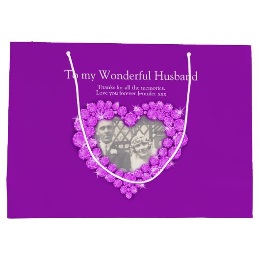 Personaliseer amethyst foto van 33 jaar paars large cadeautasje (Achterkant)
