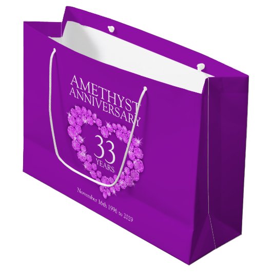 Personaliseer amethyst foto van 33 jaar paars large cadeautasje (Voorkant Gekanteld)