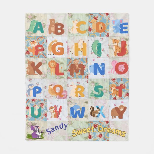 Personaliseer  Animal Alpha Fleece Deken (Voorkant)