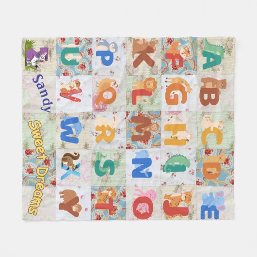 Personaliseer Animal Alpha Fleece Deken (Voorkant (Horizontaal))