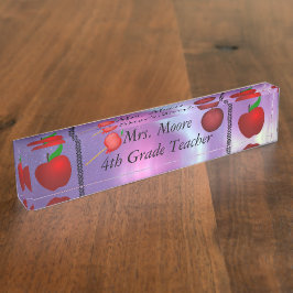 Personaliseer Apple Name Teacher Class Aurora Skie Naambordje