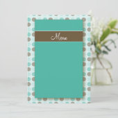 :personaliseer: Aqua Polkadots Menu-kaarten Menu (Staand voorkant)