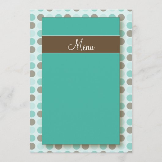 :personaliseer: Aqua Polkadots Menu-kaarten Menu (Voorkant)