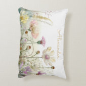 Personaliseer Aquarel veld van wilde bloemen Accent Kussen (Achterkant (Verticaal))