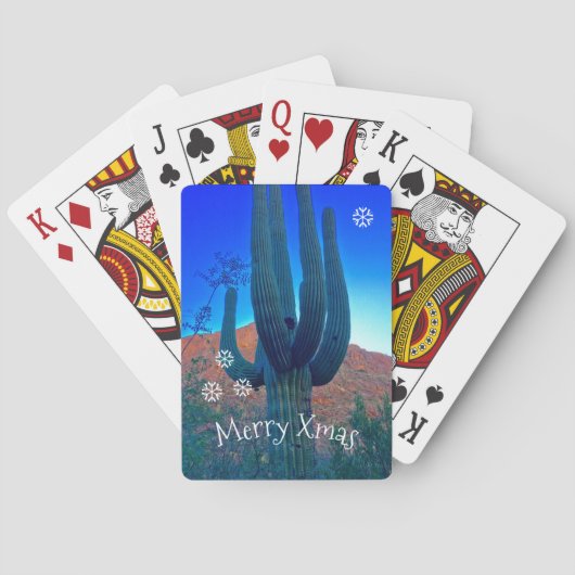 Personaliseer Arizona Desert Cactus Kerstmis Speelkaarten (Achterkant)