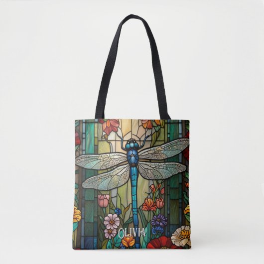 Personaliseer art nouveau boho libel tote bag (Voorkant)