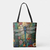 Personaliseer art nouveau boho libel tote bag (Achterkant)