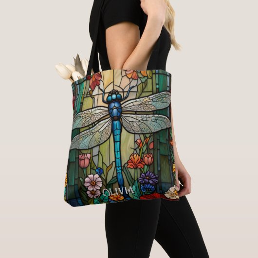 Personaliseer art nouveau boho libel tote bag (Dichtbij)