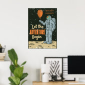 Personaliseer Astronaut Het Avontuur Begint Man Ca Poster (Thuiskantoor)