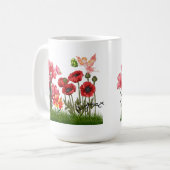 Personaliseer Aug Geboortebloemen & Stenen Koffie  Koffiemok (Voorkant links)