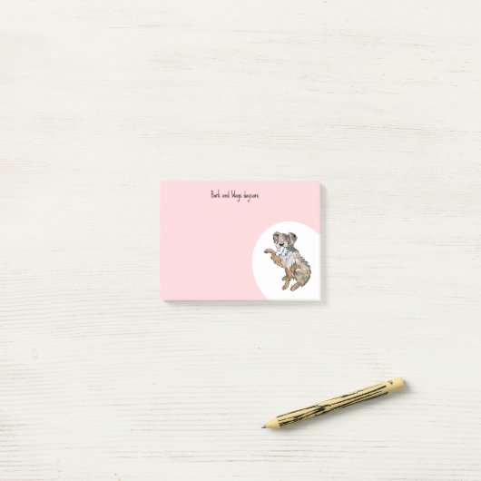 Personaliseer Australian Shepherd Post-it® Notes (Op bureau)
