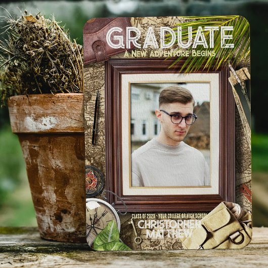 Personaliseer avonturier afstudeeraankondigingen kaart