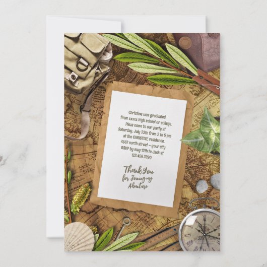 Personaliseer avonturier thema Afstuderen Kaart (Achterkant)