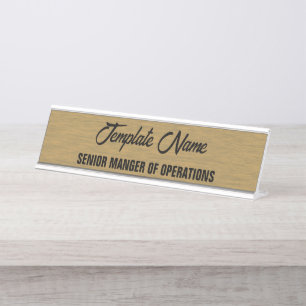 Personaliseer Aztec Goud Houtstructuur Baas Bureau Naambordje