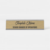 Personaliseer Aztec Goud Houtstructuur Baas Bureau Naambordje (Voorkant)