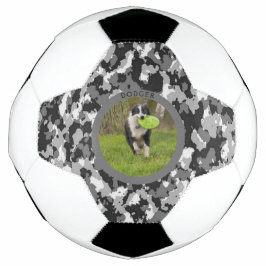 Personaliseer B & W Camo Hond Naam Afbeelding Spel Voetbal