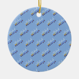 Personaliseer Baby Boy Naam Truck Zacht Blauw Keramisch Ornament