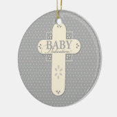 Personaliseer, Baby Dedication Cream & Grey Cross Keramisch Ornament (Links)