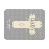 Personaliseer, Baby Dedication Cream & Grey Cross Magneet (Horizontaal)