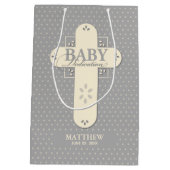 Personaliseer, Baby Dedication Cream & Grey Cross Medium Cadeauzakje (Achterkant)