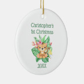 Personaliseer Baby eerste kerstfeest Baby Tijger G Keramisch Ornament (Rechts)